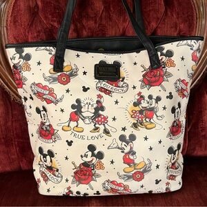 🌹 Disney Loungefly Mickey Mouse Tattoo Style Faux Leather Tote Bag 🌹